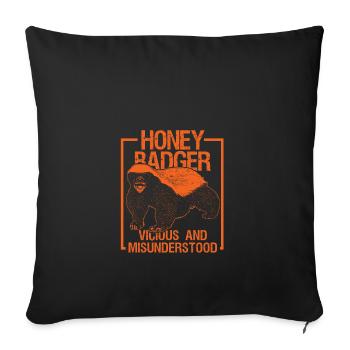 Honey badger gift vintage animal nature - Sofa pillowcase 17,3'' x 17,3'' (45 x 45 cm) - black - Front