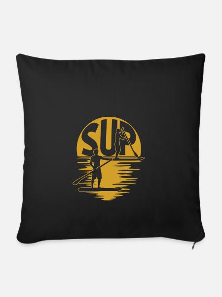 SUP Stand UP Paddle - Sofakissenbezug 45 x 45 cm - Schwarz