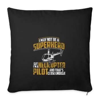 Pilote d'hélicoptère pilote d'avion cadeau vintage - Housse de coussin décorative 45 x 45 cm - noir - Devant