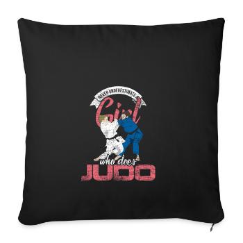 Judo fille femme combattant athlète Japon - Housse de coussin décorative 45 x 45 cm - noir - Devant