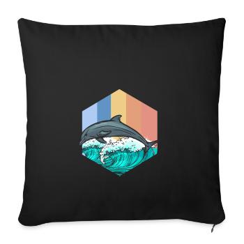dolphin - Sofa pillowcase 17,3'' x 17,3'' (45 x 45 cm) - black - Front
