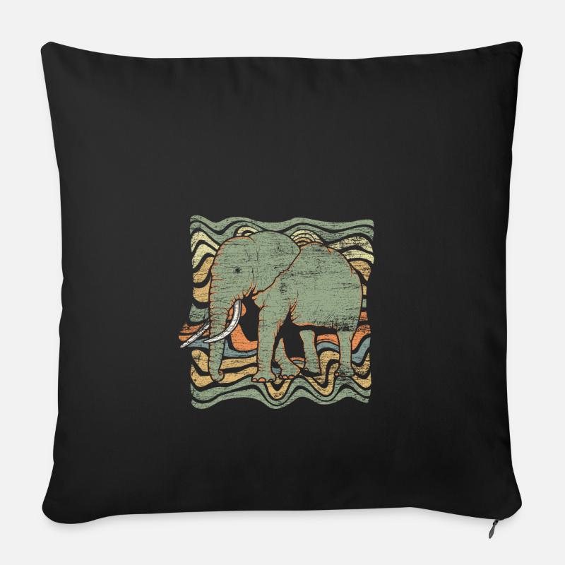 éléphant - Housse de coussin décorative 45 x 45 cm - noir