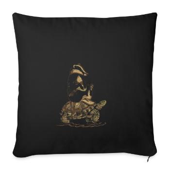 Blaireau et tortue - Housse de coussin décorative 45 x 45 cm - noir - Devant