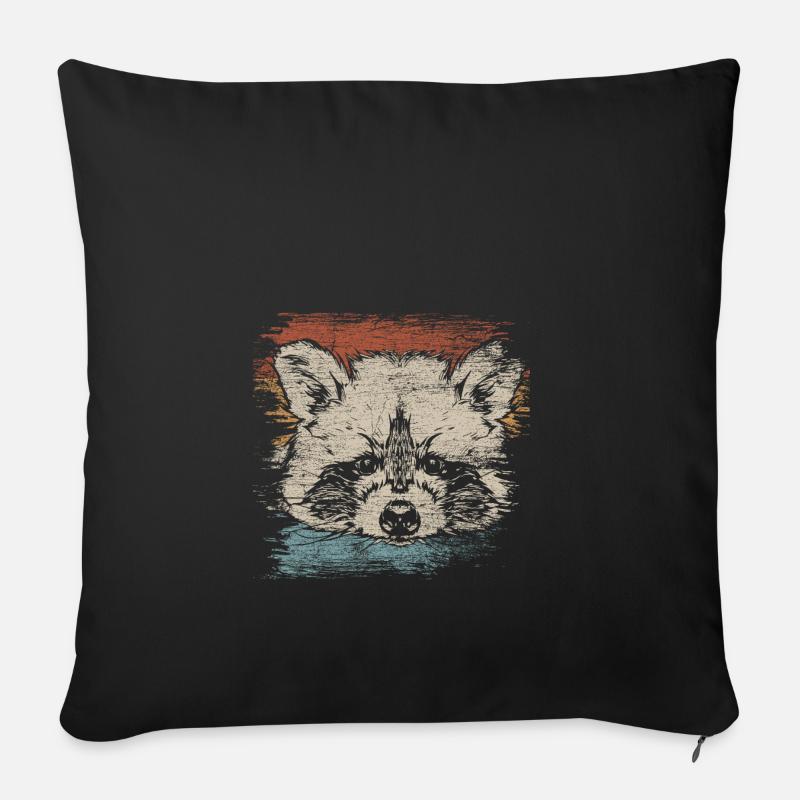 raton laveur - Housse de coussin décorative 45 x 45 cm - noir