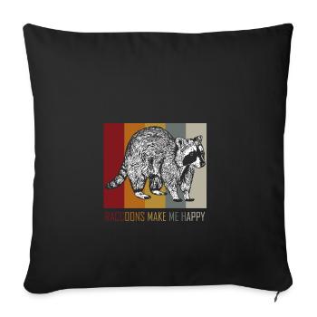 racoon - Sofa pillowcase 17,3'' x 17,3'' (45 x 45 cm) - black - Front