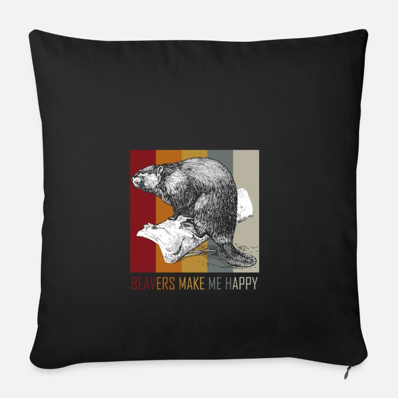 Biber machen mich glücklich Geschenk Idee Biber - Sofakissenbezug 45 x 45 cm - Schwarz