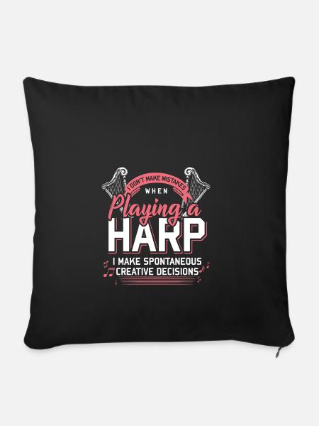 Harfe - Sofakissenbezug 45 x 45 cm - Schwarz