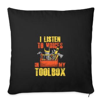 Boîte à outils charpentier - Housse de coussin décorative 45 x 45 cm - noir - Devant