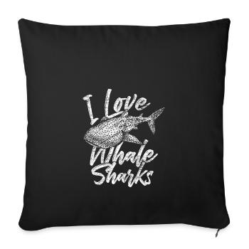 Requin animal animal poisson requin cadeau plongeur - Housse de coussin décorative 45 x 45 cm - noir - Devant