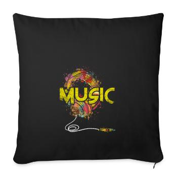 music - Sofa pillowcase 17,3'' x 17,3'' (45 x 45 cm) - black - Front