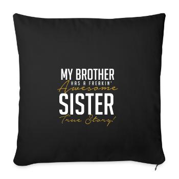 Cadeau soeur frère - Housse de coussin décorative 45 x 45 cm - noir - Devant