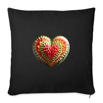 Ein Melonenherz - Sofakissenbezug 45 x 45 cm - Schwarz - Vorne