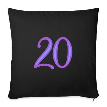 20. 20 ANS. 20e ANNIVERSAIRE. ANNIVERSAIRE 20 ANS. - Housse de coussin décorative 45 x 45 cm - noir - Devant