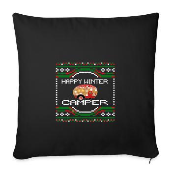 UGGLY HAPPY WINTER CAMPER - Sofa pillowcase 17,3'' x 17,3'' (45 x 45 cm) - black - Front