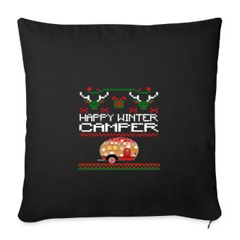 UGGLY HAPPY WINTER CAMPER - Sofa pillowcase 17,3'' x 17,3'' (45 x 45 cm) - black - Front