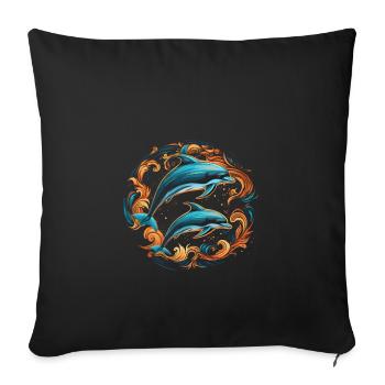 Dauphins - Housse de coussin décorative 45 x 45 cm - noir - Devant