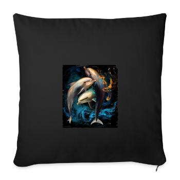 Drapeau de dauphin - Housse de coussin décorative 45 x 45 cm - noir - Devant