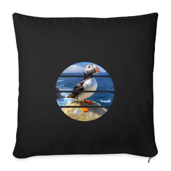 Puffin on a cliff - Sofa pillowcase 17,3'' x 17,3'' (45 x 45 cm) - black - Front