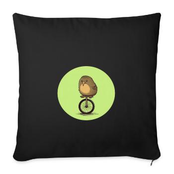 Kiwi Bird sur le monocycle - Housse de coussin décorative 45 x 45 cm - noir - Devant