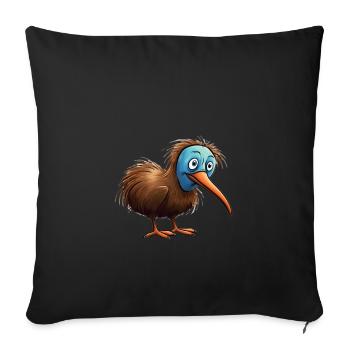Kiwi Oiseau au visage bleu - Housse de coussin décorative 45 x 45 cm - noir - Devant