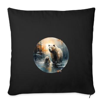 Grizzly Bear Family - Sofa pillowcase 17,3'' x 17,3'' (45 x 45 cm) - black - Front