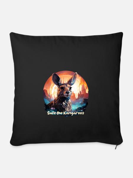 Safe the Kangaroos - Sofakissenbezug 45 x 45 cm - Schwarz