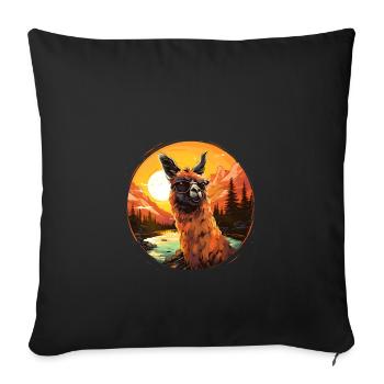 Llama with sunglasses - Sofa pillowcase 17,3'' x 17,3'' (45 x 45 cm) - black - Front