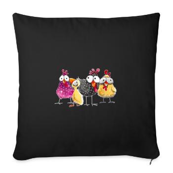 tas de poulets fous et poulets - Housse de coussin décorative 45 x 45 cm - noir - Devant