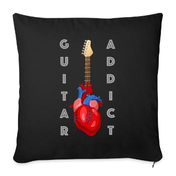 | addicted to guitars Guitar, Music, Music School - Sofa pillowcase 17,3'' x 17,3'' (45 x 45 cm) - black - Front