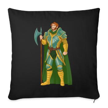 Guerrier Cheveux Roux Or Vert Chevalier Moyen Âge - Housse de coussin décorative 45 x 45 cm - noir - Devant