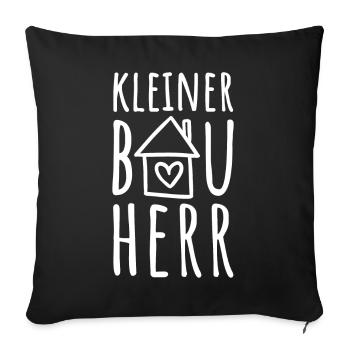 Kleiner Bauherr Sohn Haus bauen Baustelle Hausbau - Sofakissenbezug 45 x 45 cm - Schwarz - Vorne