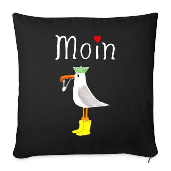 Moin Möwe Seemann - Sofakissenbezug 45 x 45 cm - Schwarz - Vorne