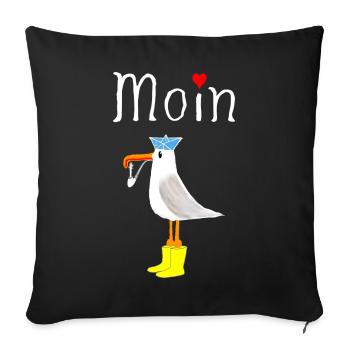 Moin Anker Möwe Seemann - Sofakissenbezug 45 x 45 cm - Schwarz - Vorne