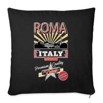 Rom Roma Italien Stadt Skyline Vintage Retro - Sofakissenbezug 45 x 45 cm - Schwarz - Vorne