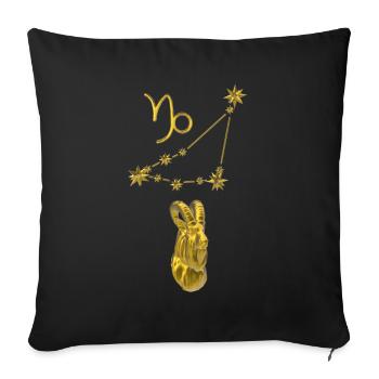 Constellation Capricorn 3D, gold - Sofa pillowcase 17,3'' x 17,3'' (45 x 45 cm) - black - Front