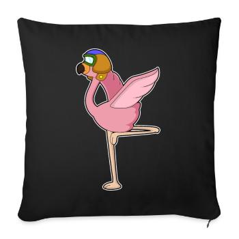 Casquette de pilote de pilote Flamingo - Housse de coussin décorative 45 x 45 cm - noir - Devant