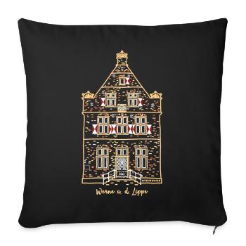 Werne, première maison en pierre emblématique, quartier d’Unna - Housse de coussin décorative 45 x 45 cm - noir - Devant
