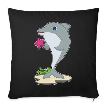 Dolphin Starfish - Sofa pillowcase 17,3'' x 17,3'' (45 x 45 cm) - black - Front