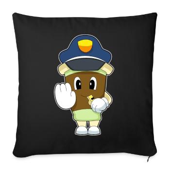 Kaffee Polizist Trillerpfeife Polizei - Sofakissenbezug 45 x 45 cm - Schwarz - Vorne