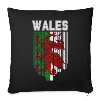 Flag of Wales, Welsh pride - Sofa pillowcase 17,3'' x 17,3'' (45 x 45 cm) - black - Front