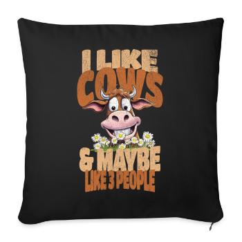 vache vaches dicton drôle - Housse de coussin décorative 45 x 45 cm - noir - Devant