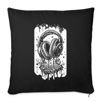 Comic Headphones with Drops - Sofa pillowcase 17,3'' x 17,3'' (45 x 45 cm) - black - Front
