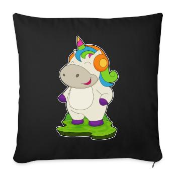Musique casque Unicorn - Housse de coussin décorative 45 x 45 cm - noir - Devant