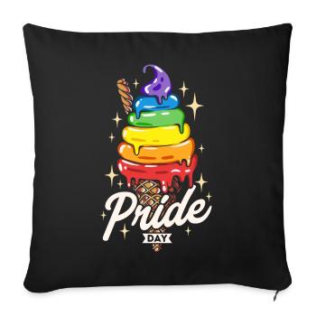 Fierté arc-en-ciel de crème glacée - Housse de coussin décorative 45 x 45 cm - noir - Devant