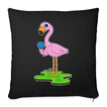 Sucette de flamant rose - Housse de coussin décorative 45 x 45 cm - noir - Devant