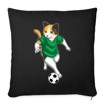 Chat Joueur de football Football - Housse de coussin décorative 45 x 45 cm - noir - Devant