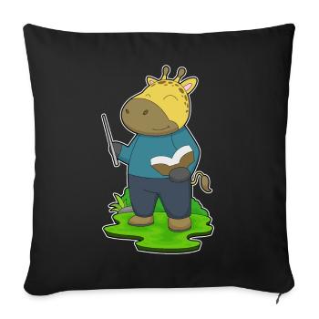 Giraffe Teacher Book School - Sofa pillowcase 17,3'' x 17,3'' (45 x 45 cm) - black - Front