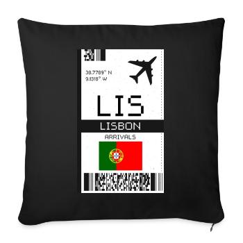 Carte d’embarquement à Lisbonne, Portugal - Aéroport LIS - Housse de coussin décorative 45 x 45 cm - noir - Devant