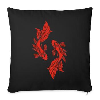 Two goldfish - Sofa pillowcase 17,3'' x 17,3'' (45 x 45 cm) - black - Front