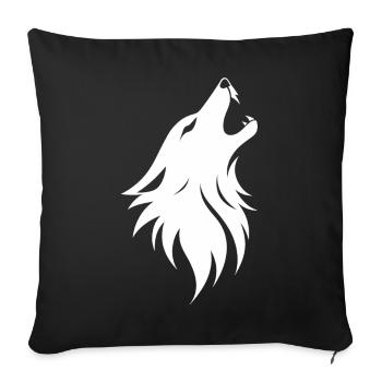 Silhouette de loup sauvage, tête de loup - Housse de coussin décorative 45 x 45 cm - noir - Devant